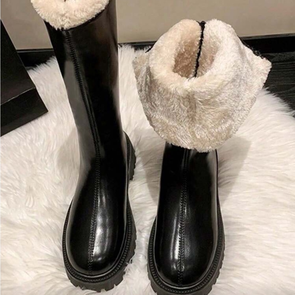 SHEIN Black and Cream Winter Boots